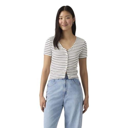 Levi's Mujer Camiseta Muse tee con Cuello de Pico, de canalé, Azul (Penelope Stripe Peac), XS