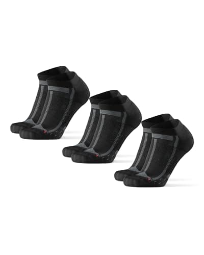 DANISH ENDURANCE Calcetines Cortos de Running, Antiampollas, Técnicos, Deporte, para Hombre y Mujer, 3 Pack, Negro/Gris, 39-42