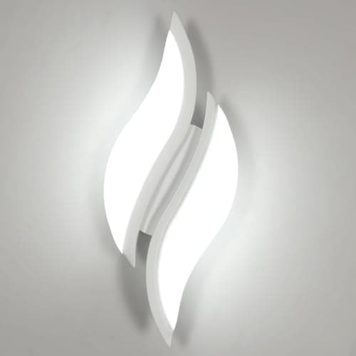 Goeco Lámpara de Pared Interior LED, Apliques de Pared 12W 1350LM, Lámpara de Pared Acrílica para Interiores Sala de estar, Pasillo, Escaleras, Luz blanca fría 6500K