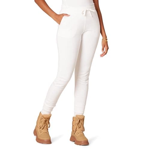 Amazon Essentials Pantalón Deportivo de vellón para Mujer (Disponible en Tallas extragrandes), Color Blanco, Talla XS