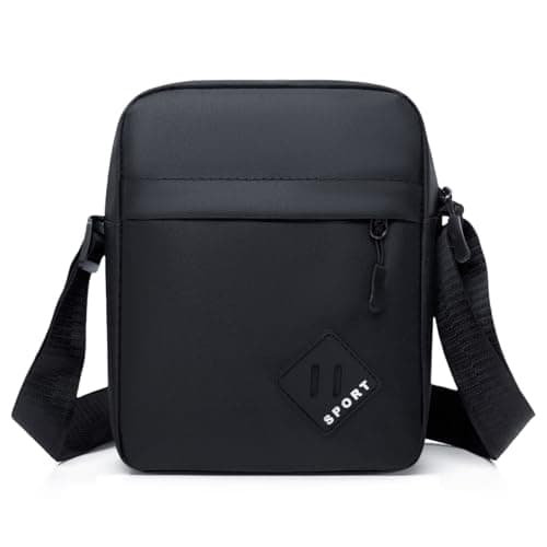 Aucuu Bolso de Hombro, Bolso Bandolera Para Hombre, Bolso de Mensajero Impermeable con Correa Ajustable y Múltiples Bolsillos, para Trabajo, Compras, Escuela, Viajes, Uso Diario -Negro, Vertical