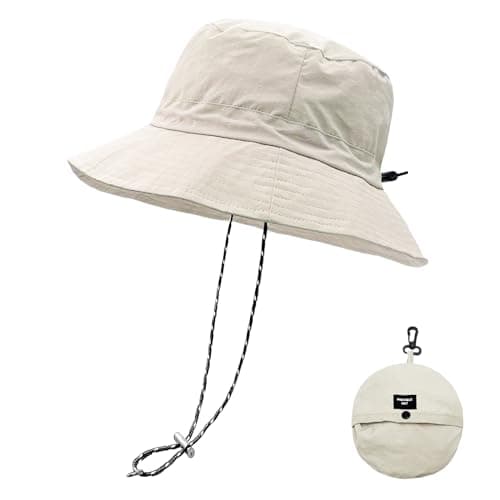 lifwimner Plegable Sombrero de Pescador Mujer Hombre Impermeable Sombrero de Sol Verano Playa Gorra Unisex con (Beige)