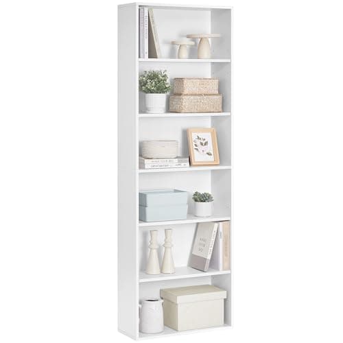 VASAGLE Estantería, estantería de 6 estantes para Sala de Estar, Estudio, Oficina, Dormitorio, Estilo escandinavo, 60 x 24 x 178,5 cm, Blanco LBC169T14