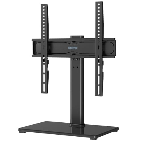BONTEC Soporte TV Pie Giratorio Sobremes Universal para 26-60 Pulgadas LED/LCD/OLED, Soporte Television Pie con Altura Ajustable y Gestión de Cables, Carga 45 kg, Máx. VESA 400x400 mm