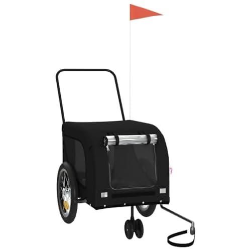 vidaXL Remolque de Bicicleta para Mascotas, Carrito para Perros Gatos, Remolque de Carga para Compra Camping, Hierro Tela Oxford Negro