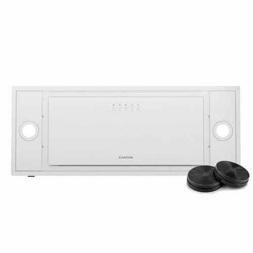 Klarstein TurboMax Campana Extractora, 75cm Campana Integrada con 380 m³/h, Eficiencia Energética A+, Motor CC Silencioso, Iluminación LED, Filtros de Carbón & Aluminio
