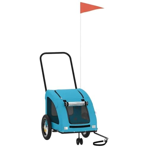 vidaXL Remolque de Bicicleta Mascotas Hierro Tela Oxford Azul, Remolque para Bicicletas, Remolque para Mascotas, Carrito para Bicicletas