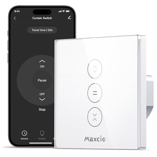 【LED Controlable】Alexa Interruptor Persiana, Maxcio Interruptor Wifi Compatible con Alexa y Google Home, Control de APP, Control por Voz, Función de Temporizador, 2.4G WiFi【Necesita cable neutro】