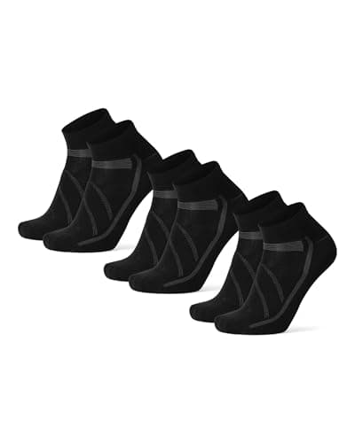 DANISH ENDURANCE Calcetines de Ciclismo Bajos, Acolchados y Transpirables, Hombres y Mujeres, 3 Pack, Negro, 35-38