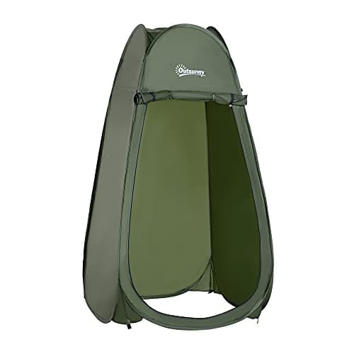 Outsunny Tienda de Ducha Camping Desplegable Pop Up Tienda de Privacidad al Aire Libre con Protección UV y Techo Impermeable 100x100x185 cm Verde