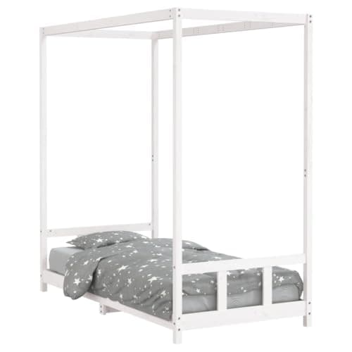 vidaXL Estructura de Cama para Niños, Somier Infantil de Listones, Armazón Marco de Cama, Mueble para Dormitorio, Madera de Pino Blanco 90x190 cm