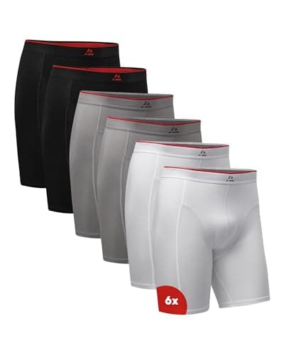 DANISH ENDURANCE Calzoncillos Hombre Boxer de Bambu Extra Largos, Suaves y Elásticos, 3 y 6 Pack, MC (2X Negro, 2X Gris, 2X Blanco) Extra Largo, M