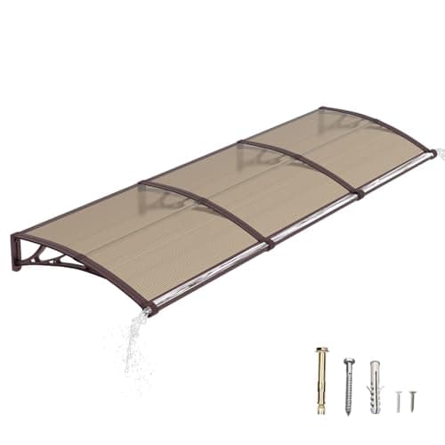 DAWNINGHOMM Marquesina Puerta Exterior 80 x 300 cm – Marquesina Exterior con Drenaje de Policarbonato y Soportes de ABS, Protección contra Lluvia, Nieve y Rayos UV para Puerta, Ventana y Terraza