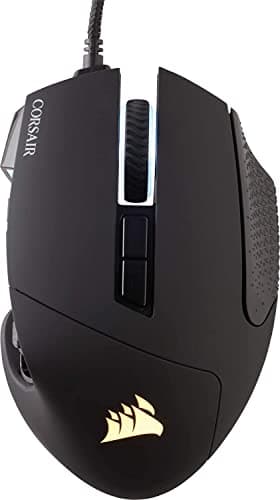 Corsair Scimitar ELITE RGB Óptico MOBA/MMO Ratón para Juegos, 18.000 PPP Óptico Sensor, 17 Botones Programables, Retroiluminación RGB Dinámica en Cuatro Zonas, Forma Contorneada, Color Negro