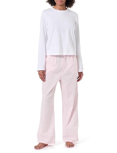 Calvin Klein Set de Pijama Mujer Largo, Multicolor (Classic White W Potpourri), L