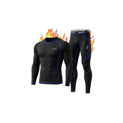 Ropa Interior Térmica Hombre, Camiseta Térmica Hombre Deportes Ropa Interior Funcional Conjuntos Térmicos Termo Invierno Otoño con muy elástica para Running Esquí Montaña Ciclismo Fitness Negro L
