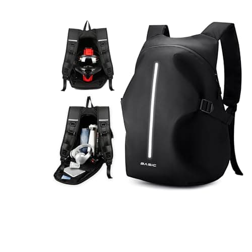 WEPLAN Mochila para Casco Moto Hombre Mujer Mochilas de Motocicleta Mochila Moto Impermeable Rigida Bolsa Mochila para Casco de Moto Correa Transporte Casco Mochila Ligero Motocross,Negro