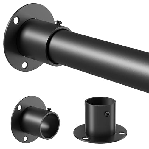Barra para armario robusta, Barra extensible en acero inoxidable para armario y vestidor, Negra, 84-160 cm