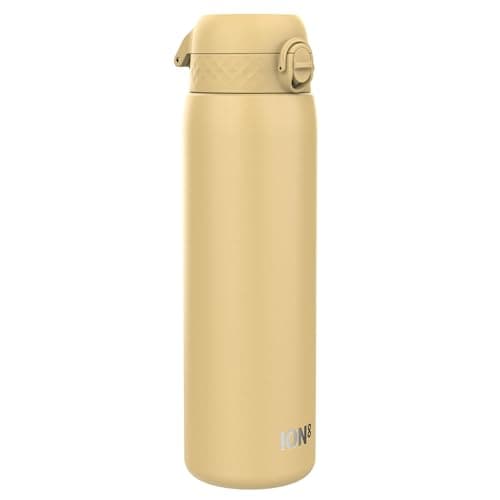 ion8 Botella Agua Inox Ligero de 1 Litro, Sin Aislamiento, a Prueba de Fugas, Fácil de Abrir, Cerradura Segura, Aptas para Lavavajillas, Resistente a Rayones, Desierto