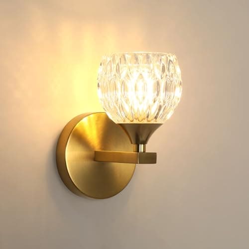 Comely Aplique de Pared Interior, Lámpara de Pared Moderna de Cristal con Bombilla G9, Luz de Interior para Dormitorio Salón Comedor, Dorado