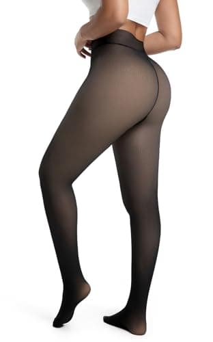 DIKER Medias Térmicas Mujer Invierno, medias termicas con Forro Polar, pantys termicos mujer de Alta Elasticidad y Cintura Alta, Largo Extra (Negro)