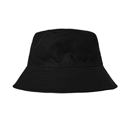 Fenglin-joy Sombrero de Pescador, Algodón Plegable Gorro de Pescador Sombrero de Cubo Sombrero de Sol de Playa para Senderismo Camping Viajes Pesca 56-58cm Algodón Negro