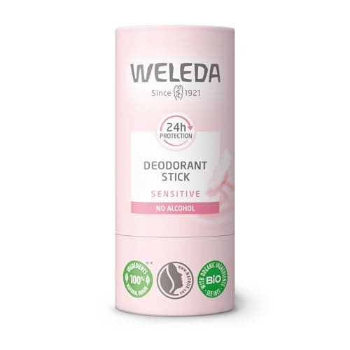 Weleda – Desodorante Sólido Piel Sensible 24h, Formato Stick 100% Natural, Sin Sales de Aluminio ni Alcohol, con Bisabolol y Manteca de Karité BIO – 50 g