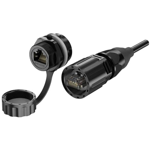 E-WeiChat EW-RJ45 IP67 Conector industrial estanco de aviación de señal de doble puerto 8P8C circular de conexión de red Ethernet Conector de receptáculos de montaje en panel de carcasa de plástico PA