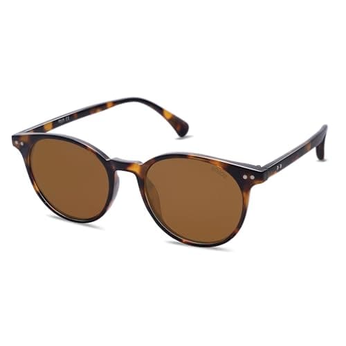 SOJOS Gafas de Sol Hombre Mujer Polarizadas Vintage Redondo Pequeño UV400 Gafas de Sol SJ2113 Con Tortoise/Marrón
