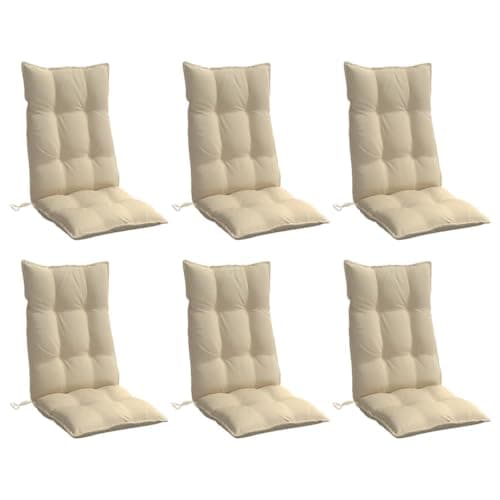 vidaXL Cojines de Silla con Respaldo Alto 6 uds Tela Oxford Beige