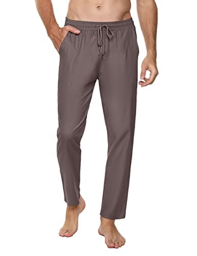 Sykooria Pantalones Hombre Casuales Lino y Algodón Pantalon Chandal Hombre Largo con Ajustable Cordón Pantalones Deportivos Hombres Cintura Elástica con Bolsillos