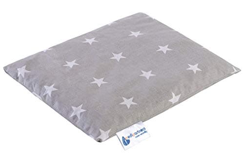 Medi Partners Saco de Semillas para Microondas 20x25cm Cojin 500g 100% Algodón Saquitos bolsa Semillas calor Microondas Almohadillas Saco Termico (Estrellas blancas sobre gris)