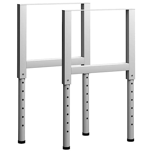 vidaXL 2x Estructura de Banco de Trabajo Soporte Duradero Altura Ajustable Mesa Taller Garaje Herramienta Metal 55x(69-95,5) cm Gris