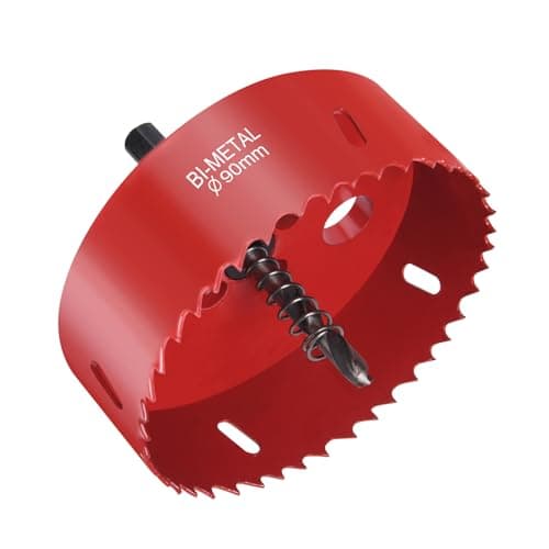 Flintronic Sierra de Corona Bimetálica de 90mm, Sierra de Corona 90mm Diámetro, Broca Perforadora para Madera y Metal, con Adaptador y Broca Piloto, para Aluminio, Aluminio, Hierro, Tubo de Plástico