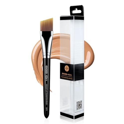 EIGSHOW Brocha de Base Plana Curvada, Brocha para Mascarilla Facial, Cerdas Vegetales Sin Crueldad, Ideal para Base Líquida, Cremosa, Polvosa, Maquillaje de Base Rápido e Impecable, E870B