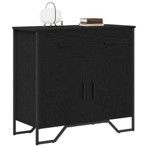 vidaXL Aparador con cajón Roble Negro 79,5 x 35,5 x 74,5 cm, Moderno, Amplio Almacenamiento, aparador Rectangular, Funcional para casa, Elegante Unidad para Sala