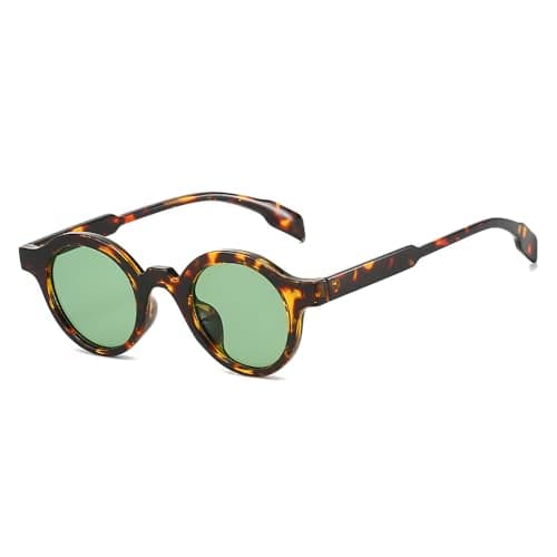 YAMEIZE Gafas de Sol Redonda Retro para Mujer - Hombre óvalo Gafas de Sol Clásicas Protección UV400 (Caparazón de tortuga verde)