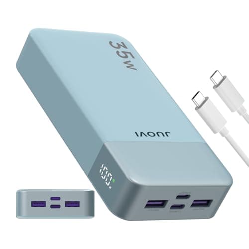 Portable Power Bank 20000mAh, JUOVI 35W Cargador portátil, batería de Carga rápida, PD3.0 QC4.0 batería Externa del teléfono con Pantalla LED para el iPhone 16 15, Galaxy, Tablet, Switch, etc (Azul)