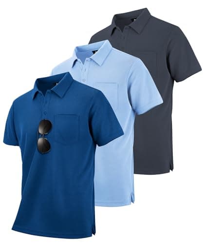 Zitysport 3 Pack Polos Hombre Manga Corta Secado Rápido Transpirable Regular Fit Camisas Trabajo Verano Deporte Camiseta