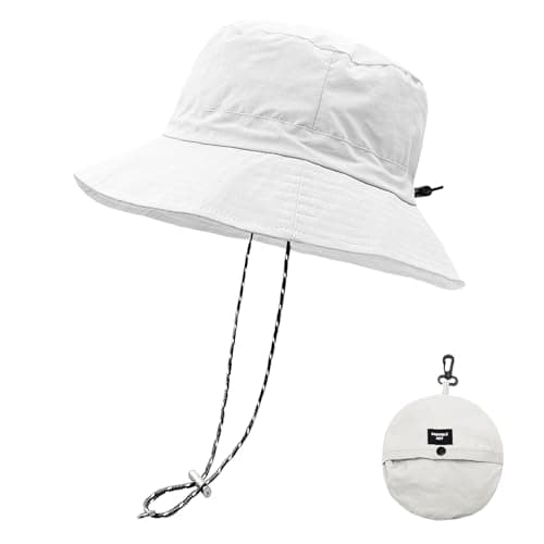 lifwimner Plegable Sombrero de Pescador Mujer Hombre Impermeable Sombrero de Sol Verano Playa Gorra Unisex con (Blanco)