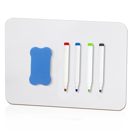 1Piezas Pizarra Blanca Pequeña, A4 Mini Pizarra Blanca de Borrado en Seco de Doble Cara, Portátil Whiteboard, con 4 Pizarras Blancas de Rotulador y 1 Borradores para Aula, Hogar y Oficina