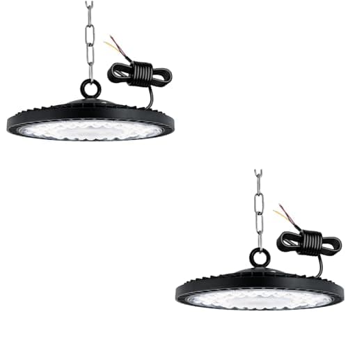 2pcs UFO LED 100W, proyector LED 10000LM Spot High Bay Luz, IP65 UFO LED blanco frío 6500K, LED Proyector interior para iluminación de garaje fábrica taller gimnasio