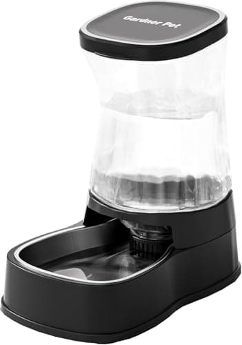 Gardner Pet 3.85L Comedero Gato Automatico, Bebedero Gatos Automatico con Bol Acero Inoxidable, Bebedero Perro para Gravedad, Sin BPA, Prevenir el Vertido, No Requiere Electricidad (Negro)
