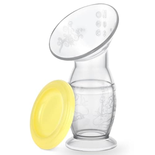 Vicloon Colector de Silicona para Leche Materna,Sacaleche de Silicona con Tapa,100 ML Extractor de Leche Manual,Eficaz Extractor de leche Materna,100% Silicona de Grado Alimenticio,Amarillo
