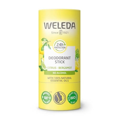 Weleda – Desodorante Sólido Citrus 24h, Formato Stick 100% Natural, Sin Sales de Aluminio ni Alcohol, con Manteca de Karité y Aceite de Girasol BIO – 50 g