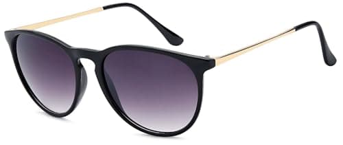 styleBREAKER Gafas de sol para mujer con grandes lentes ovalados de policarbonato, montura de plástico y patillas de metal 09020085, Marco negro/delineado vidrio gris