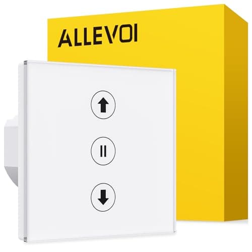 ALLEVOI Interruptor Inteligente Persiana 80 * 80 mm, Interruptor Wifi Persianas Control de APP y Voz, Compatible con Alexa y Google Home, Necesita Cable Neutro