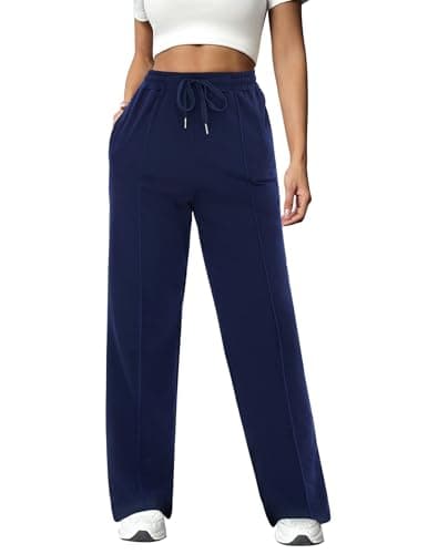 Crewhpo Pantalón Chándal Mujer Algodón Pantalones Deportivos Largos Pantalon con Bolsillos Elástica Cordón Jogger para Casual Correr Jogging