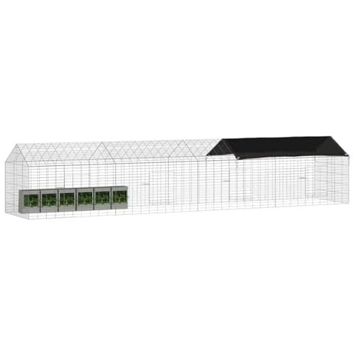 vidaXL Jaula para Conejos Plateado 400 x 78 x 78 cm Acero Galvanizado, Jardín y terraza, Rectangular, diseño Moderno, Uso eficiente del Espacio, estética estilosa, área de Vida al Aire Libre Natural