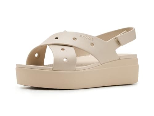 Crocs Brooklyn 4u Cross Strap Sandal, Sandalias con cuña Mujer, Frappé, 34 EU